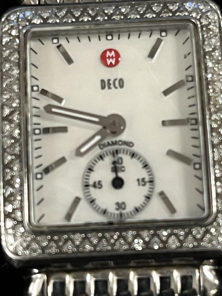 MICHELE Deco Diamond Stainless Steel MOP Watch