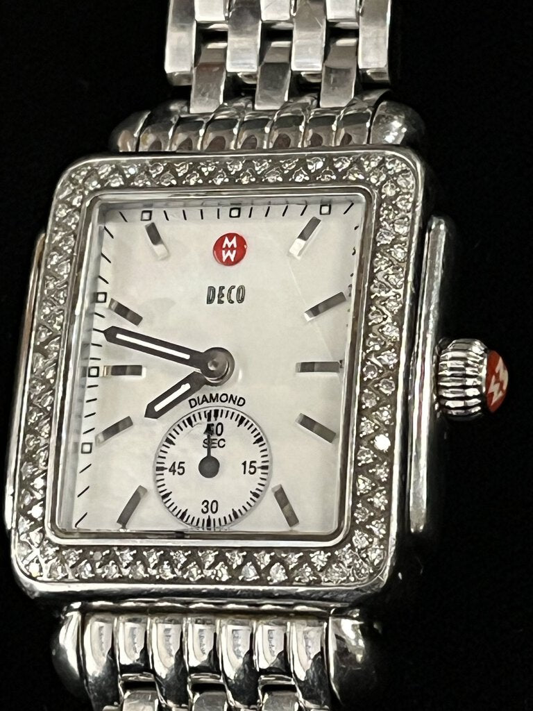 MICHELE Deco Diamond Stainless Steel MOP Watch