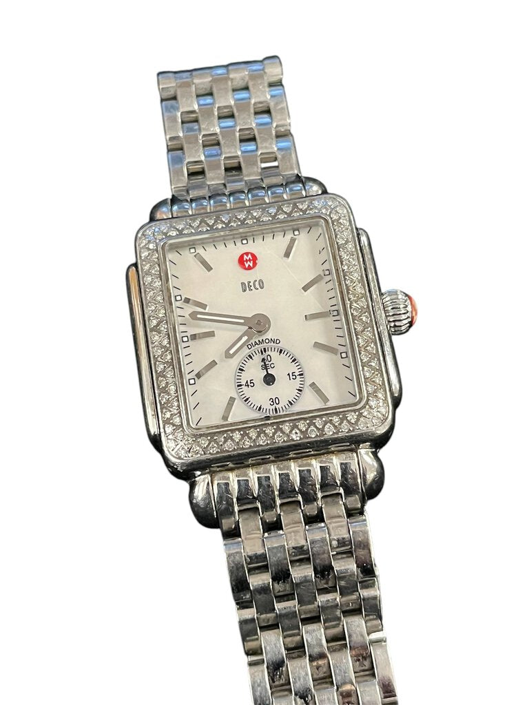 MICHELE Deco Diamond Stainless Steel MOP Watch