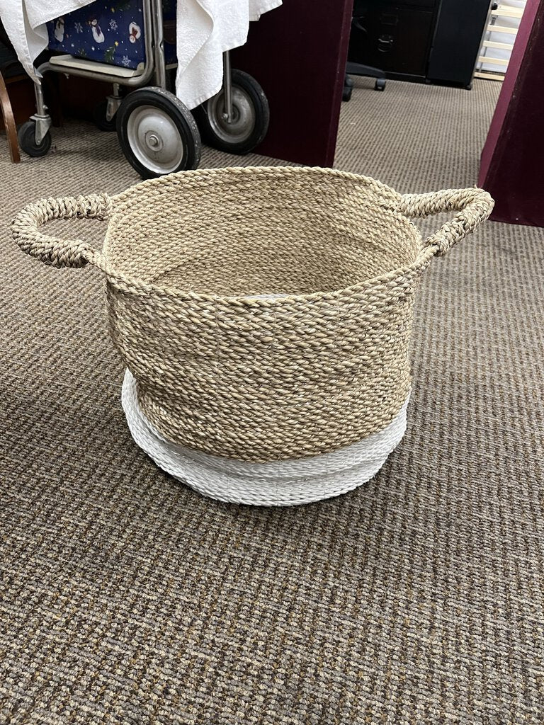 Bolinas Rope Natural White Seagrass Storage Basket 14x17