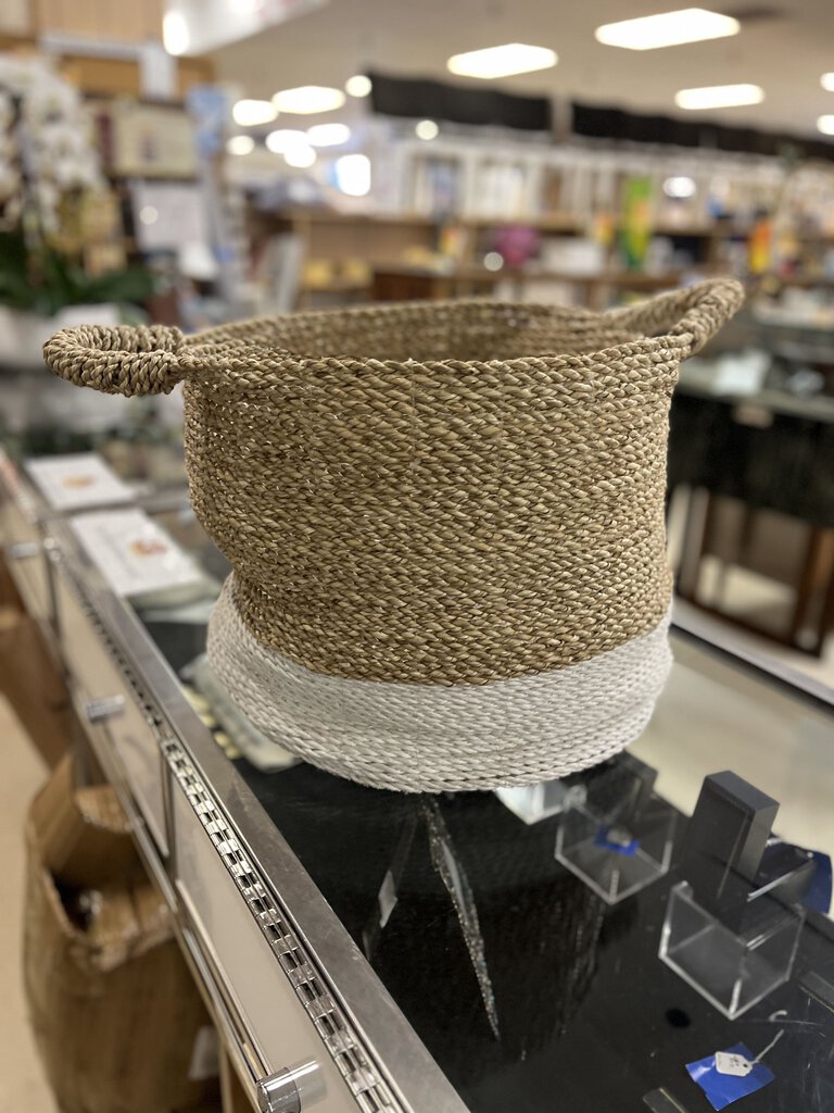 Bolinas Rope Natural White Seagrass Storage Basket 14x17