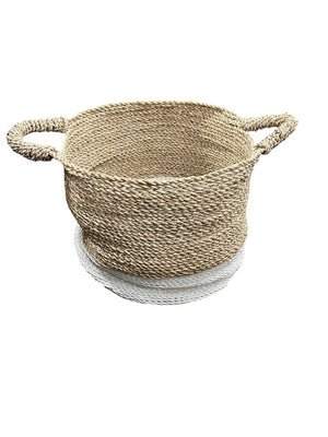 Bolinas Rope Natural White Seagrass Storage Basket 14x17