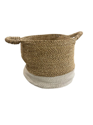 Bolinas Rope Natural White Seagrass Storage Basket 14x17