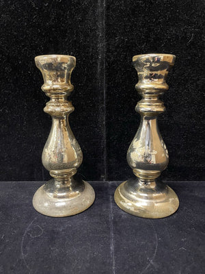 Vintage Mercury Glass Candle Stick Holders (PAIR)