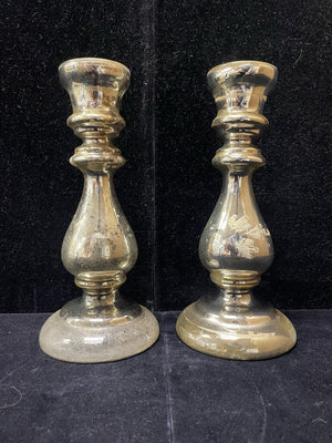 Vintage Mercury Glass Candle Stick Holders (PAIR)