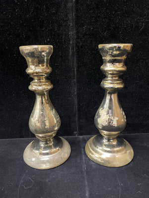 Vintage Mercury Glass Candle Stick Holders (PAIR)