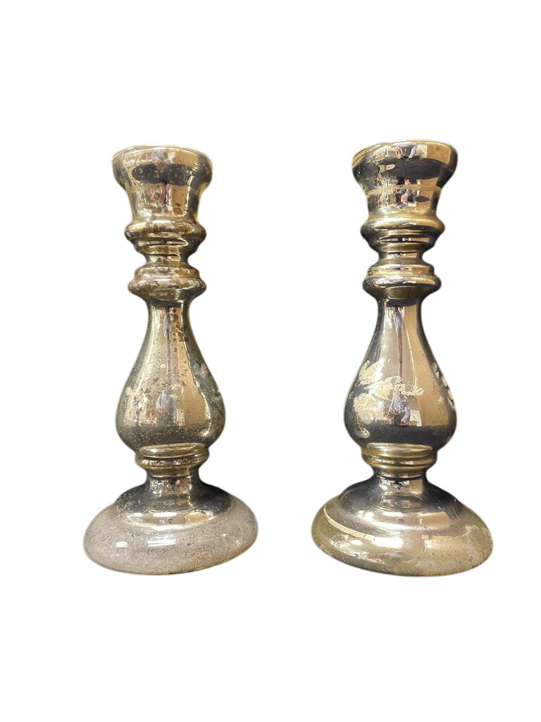 Vintage Mercury Glass Candle Stick Holders (PAIR) by Miss Daisy's Consignment & Auction House