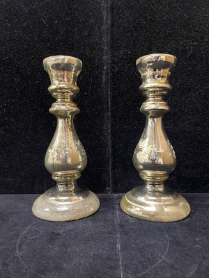 Vintage Mercury Glass Candle Stick Holders (PAIR)