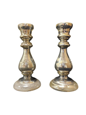 Vintage Mercury Glass Candle Stick Holders (PAIR) by Miss Daisy's Consignment & Auction House