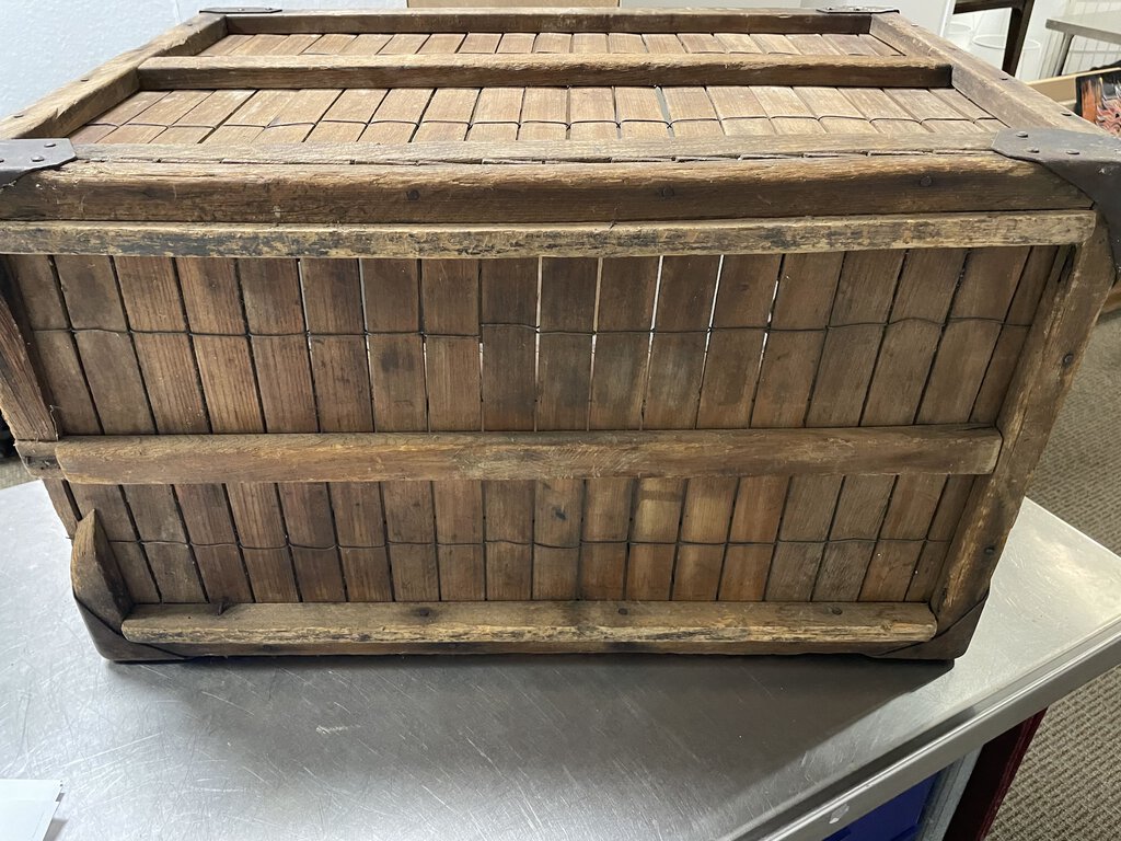 Industrial Steampunk Wooden Slat Canvas Handle Crate