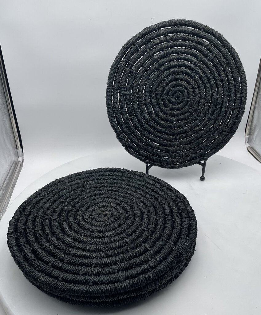 Black Jute Woven Trivets 15" (5 Pcs)