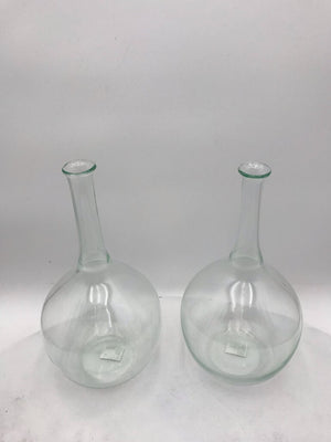 Glass Decanter Vase Pair 12" Tall