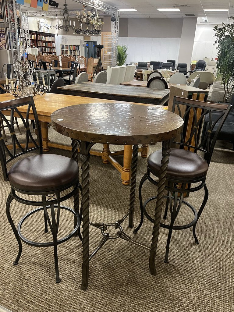 Riverside Medley Round Pub Table Copper + 2 Stools