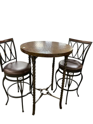 Riverside Medley Round Pub Table Copper + 2 Stools