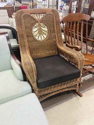 Ralph Lauren Wicker Rocking Chair+ Ottoman