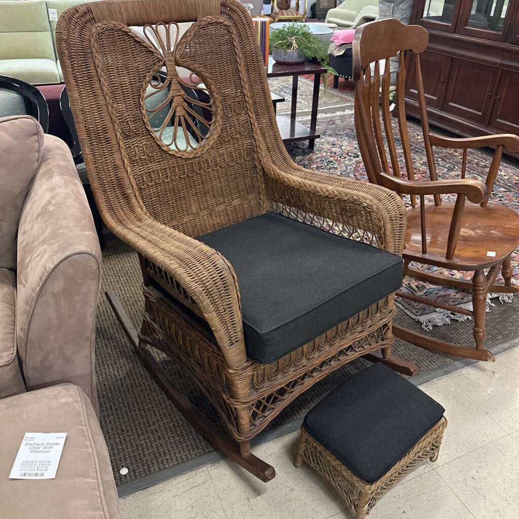 Ralph Lauren Wicker Rocking Chair+ Ottoman