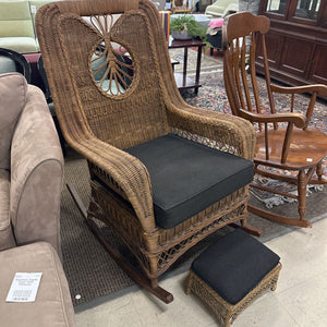 Ralph Lauren Wicker Rocking Chair+ Ottoman