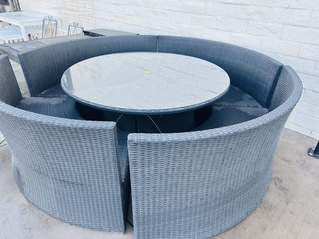 5 Piece Round Wicker Dining Sofa Set