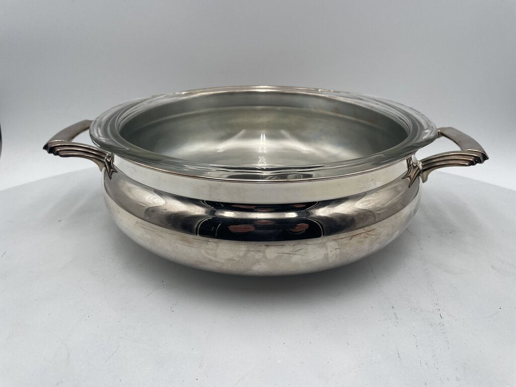 Vintage Towle Silver Plate Pyrex Glass Lined Casserole Dish (No Lid)