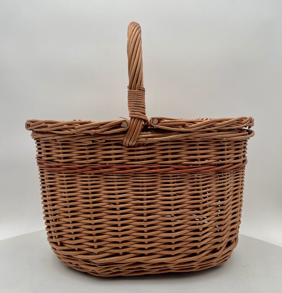 Vintage Oval Double Lid Whicker Picnic Basket