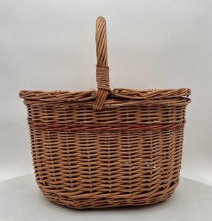 Vintage Oval Double Lid Whicker Picnic Basket