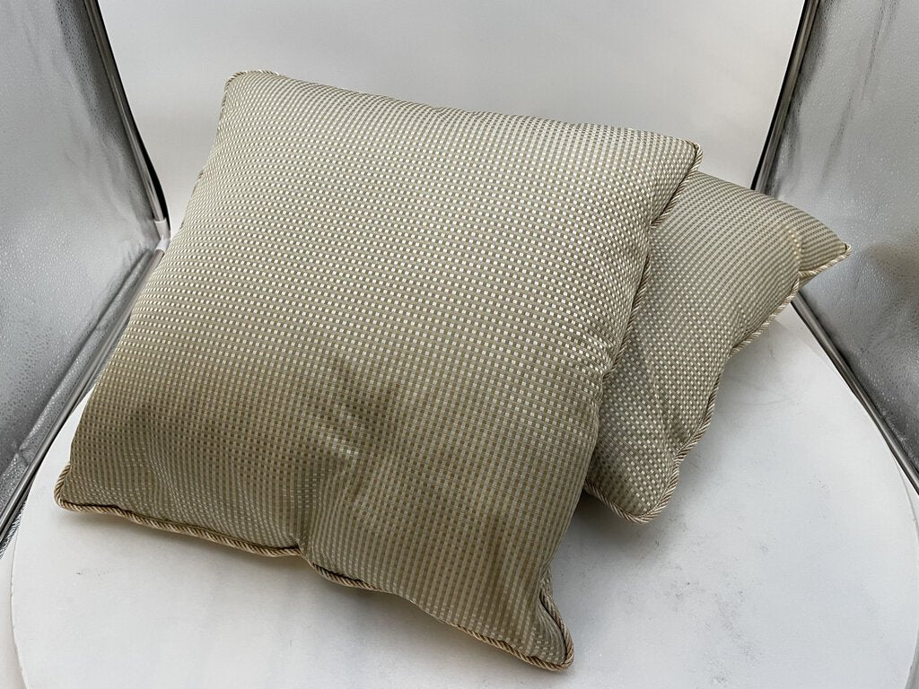 Gold Beige Fine Checker Print Throw Pillow