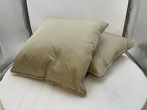 Gold Beige Fine Checker Print Throw Pillow