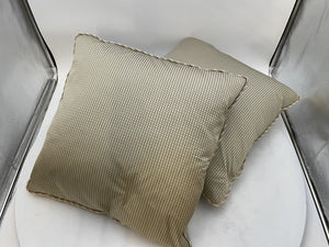 Gold Beige Fine Checker Print Throw Pillow