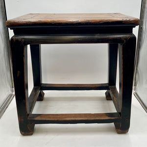 Antique 19th C. Black Lacquered Elm Chinese Stool/Table