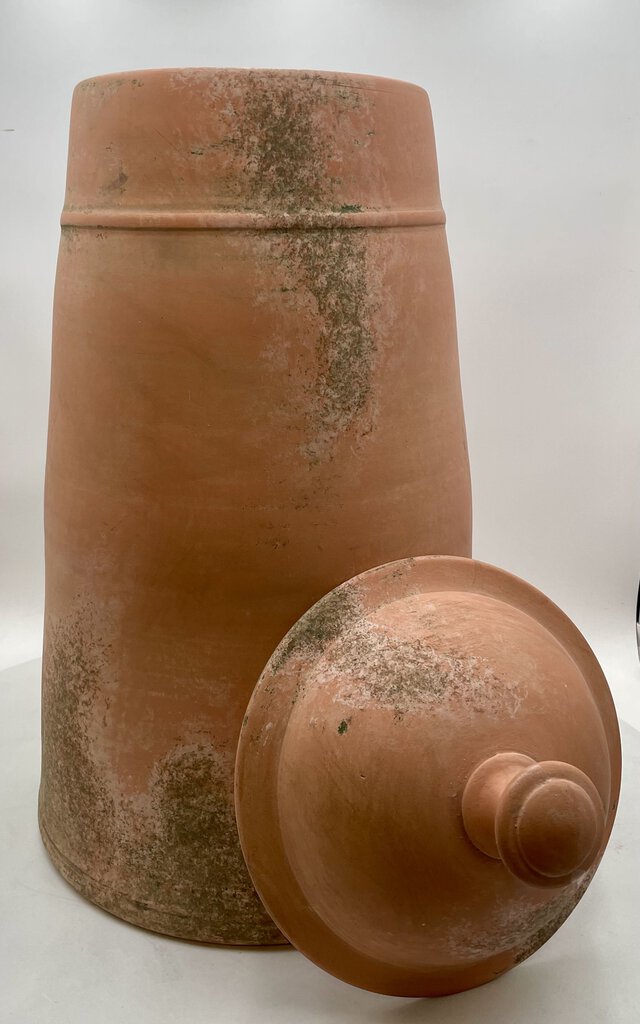 Large Terracotta Tapered Lidded Storage Jar