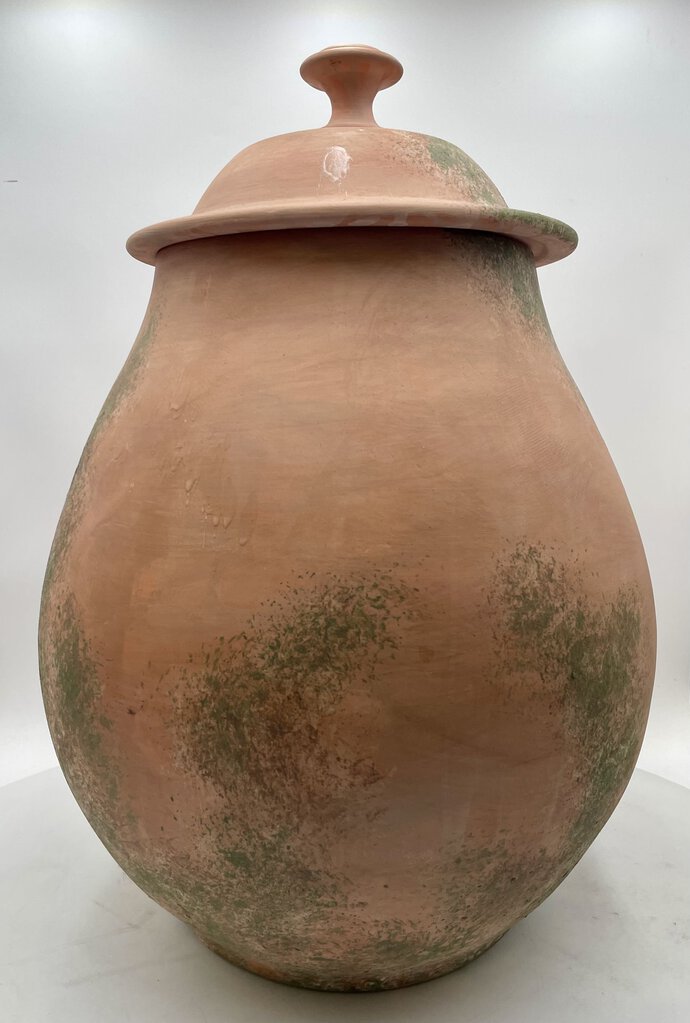 Large Round Terracotta Lidded Storage Jar