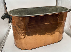 Antique Copper Boiler Tub with Wooden Handles