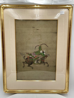 19th C. Chinese Watercolor on Silk Mongolian Hunter (B-2)