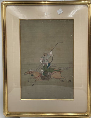 19th C. Chinese Watercolor on Silk Mongolian Hunter (C-3)