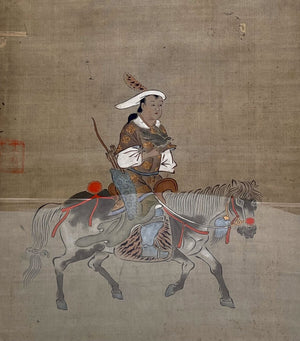 19th C. Chinese Watercolor on Silk Mongolian Hunter (D-4)