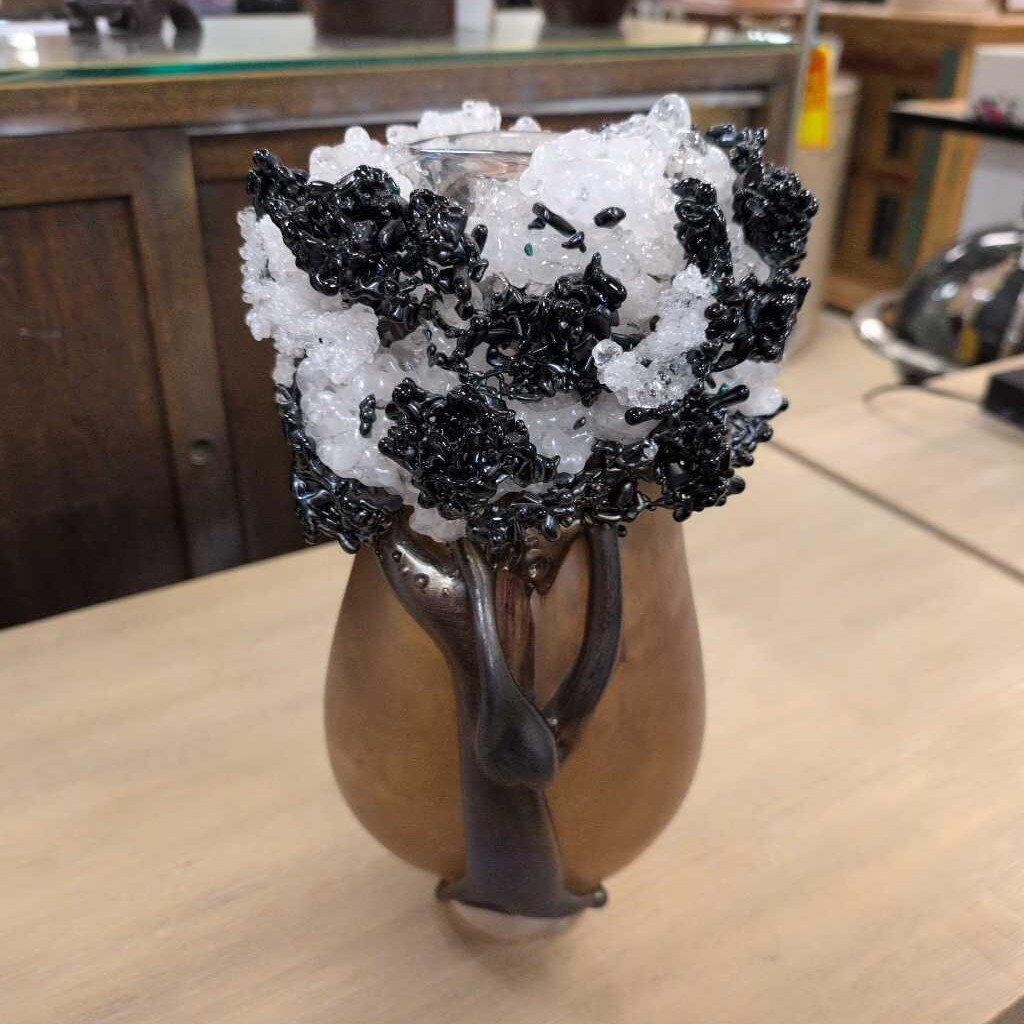 Blown Glass Crystal Bubble Vase 15" Tall