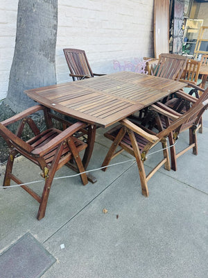 Teak Patio Dining Set ( table + 8 folding chairs) 80 x 43