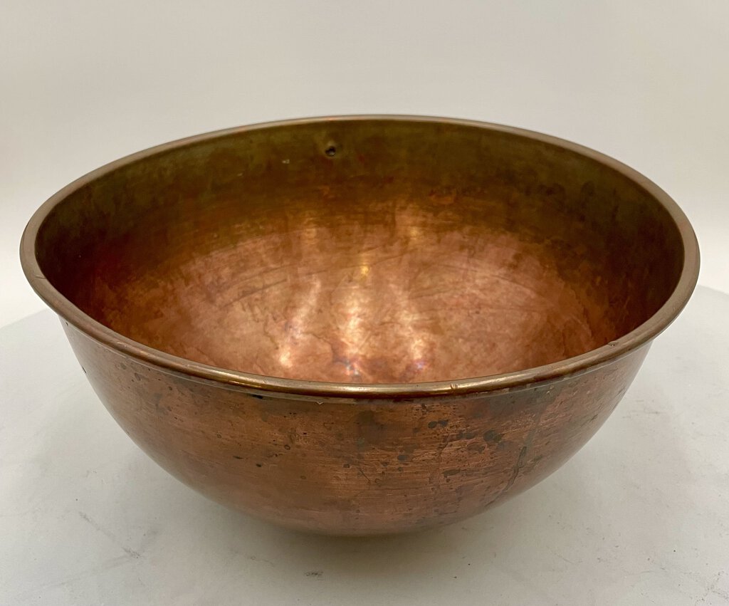 Vintage Solid Copper Bowl w/ Hanging Ring 12"