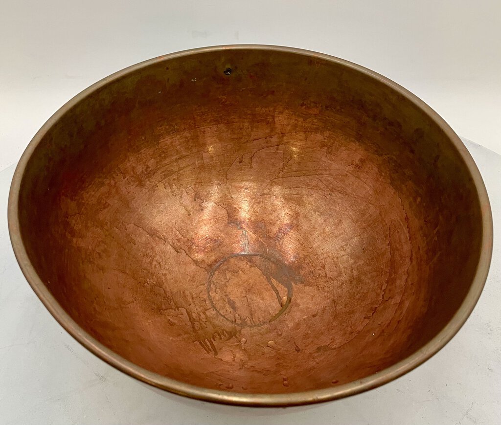 Vintage Solid Copper Bowl w/ Hanging Ring 12"