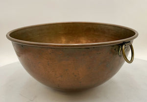 Vintage Solid Copper Bowl w/ Hanging Ring 12"