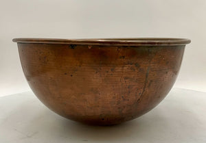 Vintage Solid Copper Bowl w/ Hanging Ring 12"