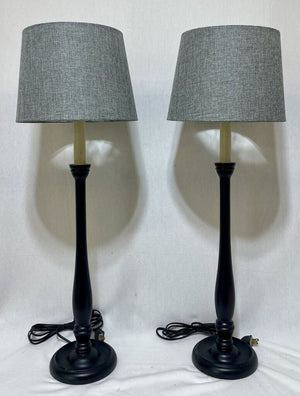 Laura Ashley Black Wooden Candle Stick Style Table Lamp