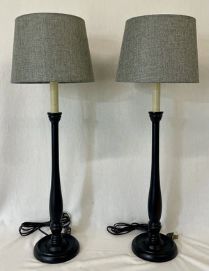 Laura Ashley Black Wooden Candle Stick Style Table Lamp