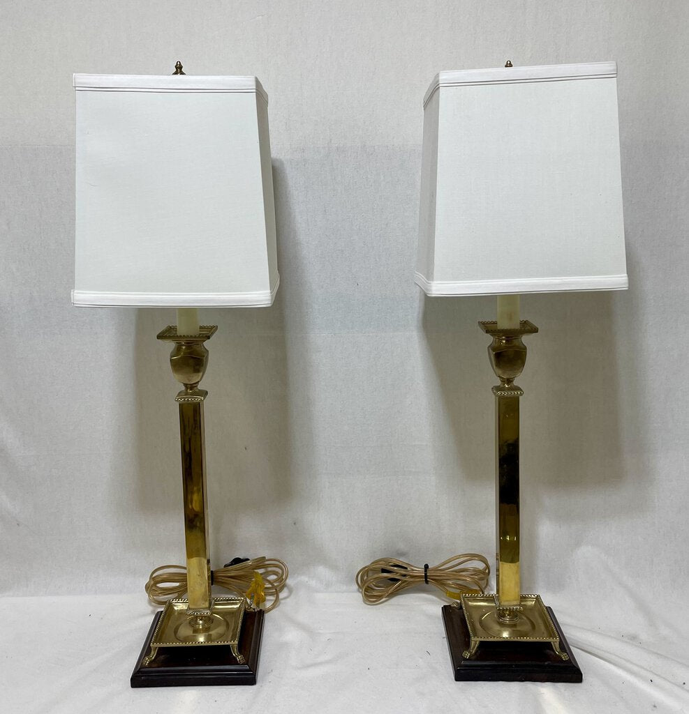 Frederick Cooper Hollywood Regency Solid Brass Candle Stick Style Paw Footed Table Lamp