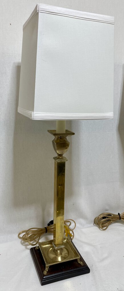 Frederick Cooper Hollywood Regency Solid Brass Candle Stick Style Paw Footed Table Lamp