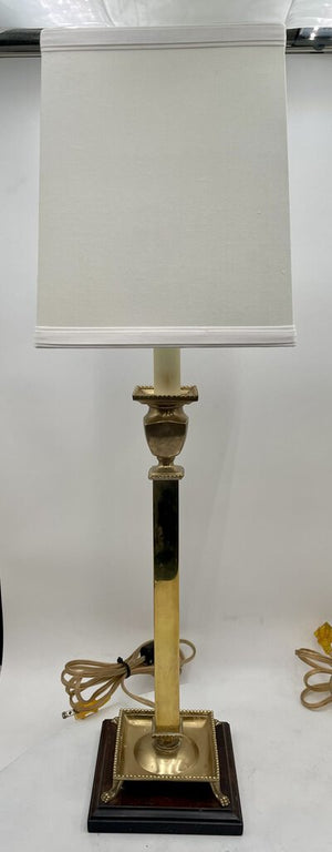 Frederick Cooper Hollywood Regency Solid Brass Candle Stick Style Paw Footed Table Lamp