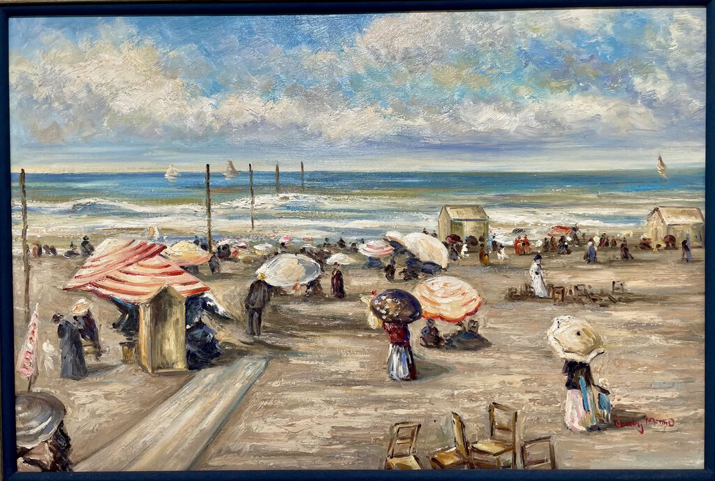 Paul Renard " Strand Gezicht Normandy 1939" Replica Oil on Canvas Artist Unknown