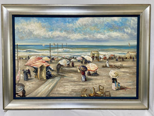 Paul Renard " Strand Gezicht Normandy 1939" Replica Oil on Canvas Artist Unknown