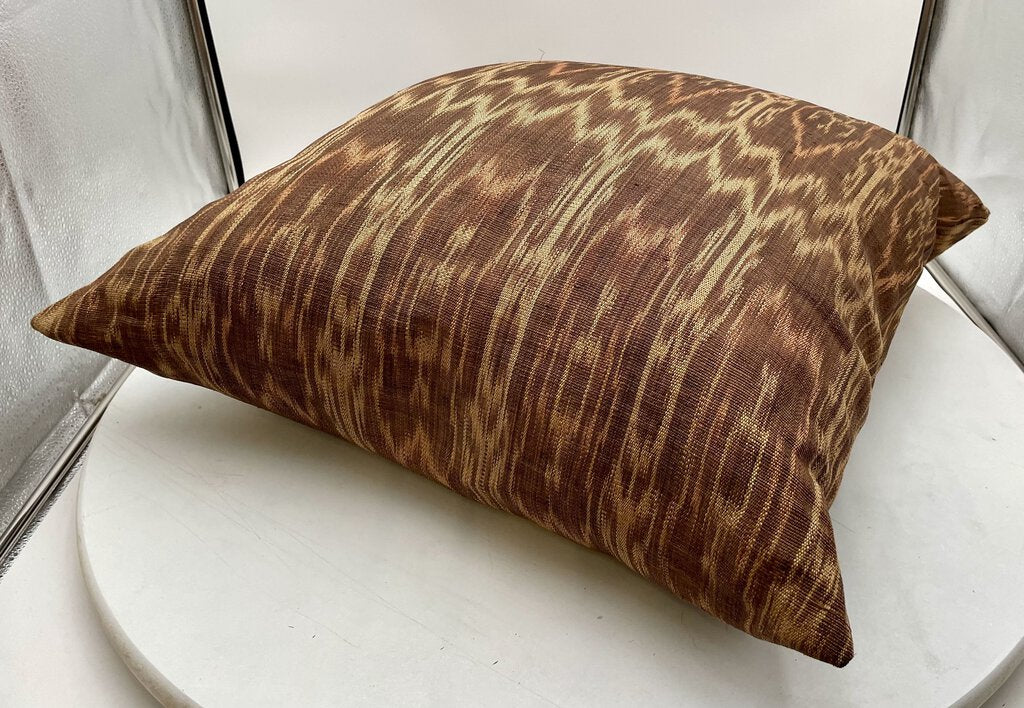 Brown Guatemalan Pattern Outdoor Fabric Throw Pillow