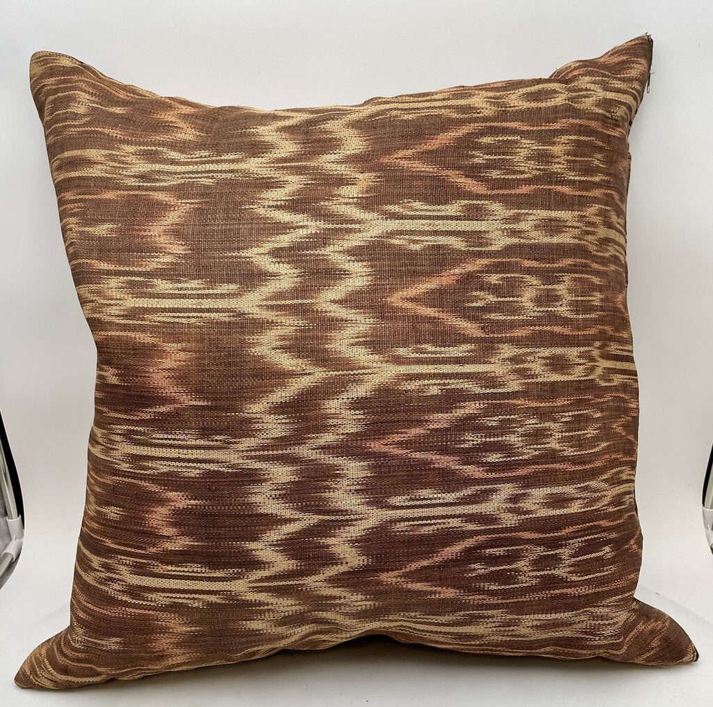 Brown Guatemalan Pattern Outdoor Fabric Throw Pillow